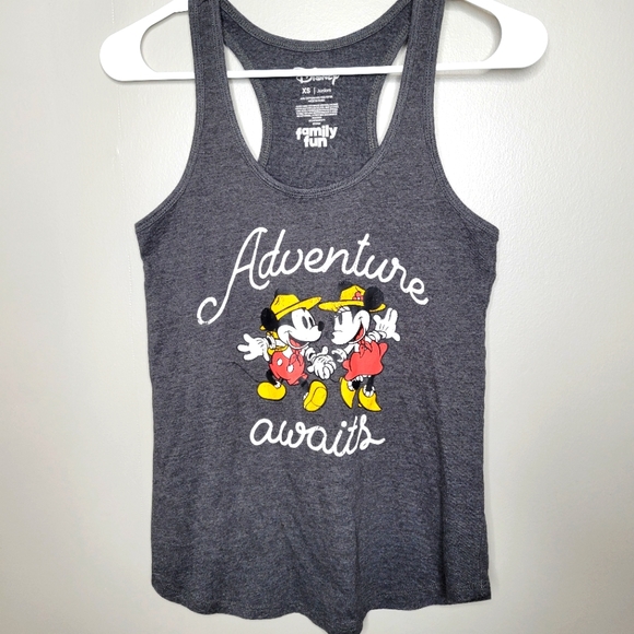 Disney Gray Juniors Mickey & Minnie Racerback Tank Top XS - Picture 1 of 5